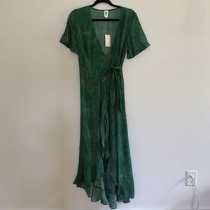 Flawless Green Polka Dot Wrap Dress